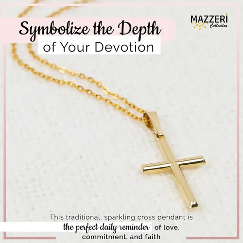 Miniatura 7 de MAZZERI Colgante de cruz de oro de 14 quilates, dijes religiosos de oro hipoalergénico para hombres y mujeres, hecho a mano en los Estados Unidos