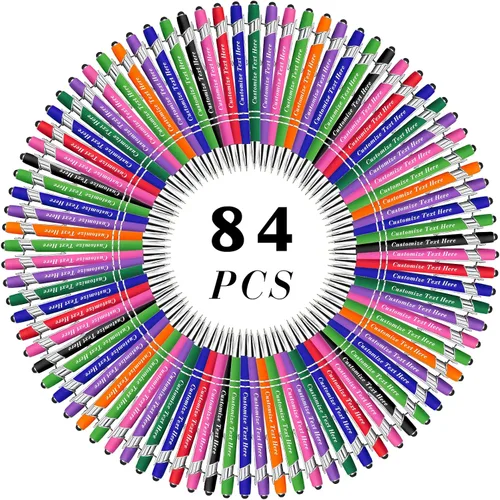 Miniatura 70 de Bolígrafos personalizados a granel con punta de lápiz capacitivo, 12 bolígrafos personalizados con logotipo de mensaje con nombre, bolígrafos