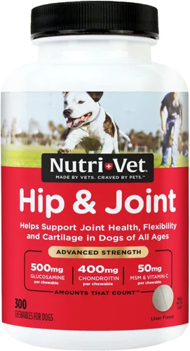 Miniatura 12 de Nutri-Vet Suplemento para articulaciones de perro de fuerza avanzada para cadera y articulaciones, glucosamina para perros, suplementos