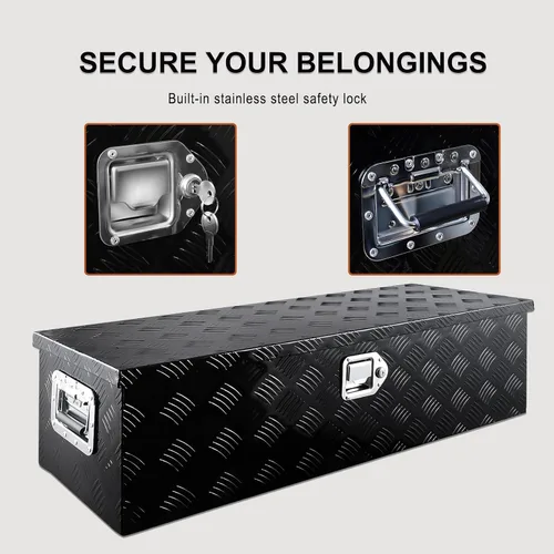 Miniatura 4 de Caja de herramientas de aluminio resistente de 39 pulgadas, caja de herramientas para camioneta, automóvil, remolque, al aire libre, caja