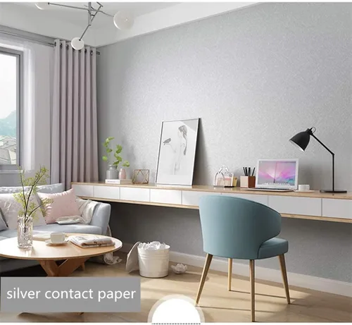 Miniatura 7 de Abyssaly - Papel tapiz gris plateado para despegar y pegar, papel autoadhesivo en relieve, papel tapiz extraíble para decoración del hogar