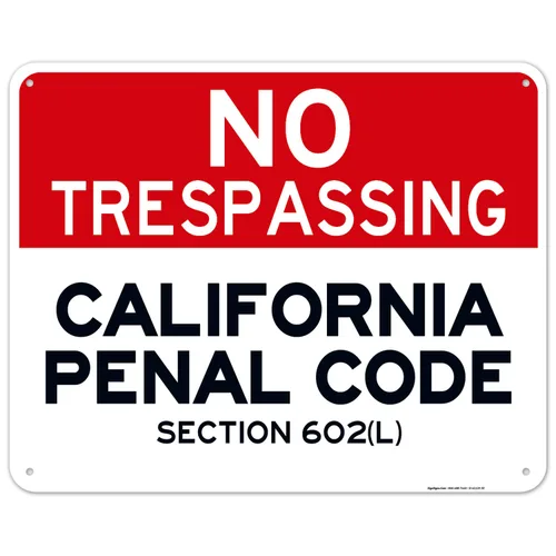 Miniatura 14 de Señal de California No Trespassing, sección 602 de código penal, 10 x 7 pulgadas, aluminio 040 libre de óxido, resistente a la decoloración