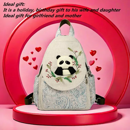 Miniatura 155 de HUANGGUOSHU Mochila de algodón tejida de algodón bohemio con bordado de lona estilo bohemio con múltiples bolsillos retro linda mochila cartera