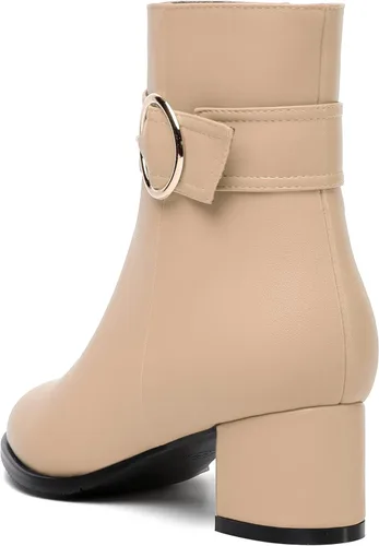 Miniatura 7 de NUMALEO Botas de tobillo de mujer con cremallera mate, puntera redonda, para fiesta, con tacón bajo grueso sólido, 5 cm
