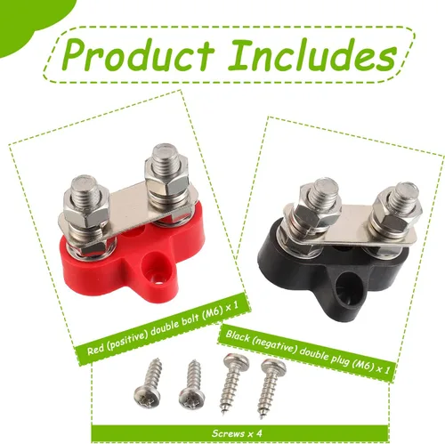 Miniatura 7 de M6 1/4 "Terminal Stud Battery Terminal Block 12-48V DC Bus Bar para RV Camper Barco