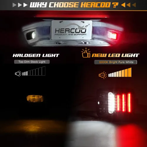 Miniatura 3 de HERCOO Lámpara LED blanca para placa de matrícula con tubo de neón OLED rojo, luces traseras compatibles con Tacoma 2005-2015 y camioneta Tundra