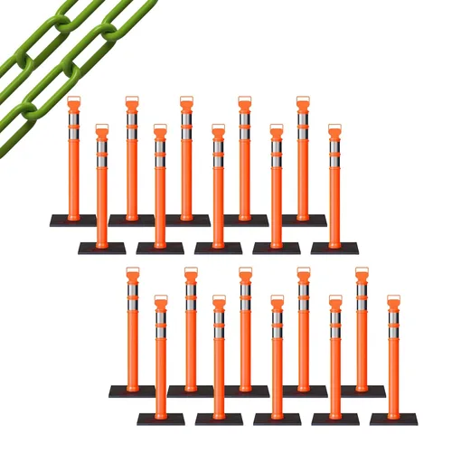 Miniatura 64 de Trafford Industrial - Juego de 20 postes de delineador de 45 pulgadas, collares reflectantes de 3 pulgadas, base de goma de 10 libras