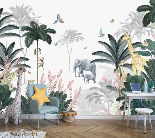 Miniatura 15 de Reyhui - Papel tapiz tropical de hojas de plátano, mural de pared de hoja de plátano, papel tapiz para pared de planta colorida, mural de pared