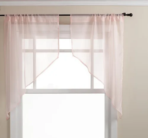 Miniatura 20 de Stylemaster Elegance Cenefa recta de gasa transparente, 60 x 14 pulgadas, color dorado