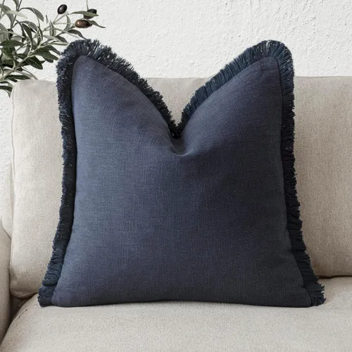 Miniatura 36 de Foindtower Fundas de almohada decorativas de lino con flecos, acogedora funda de cojín bohemia estilo farmhouse con borlas, funda de almohada