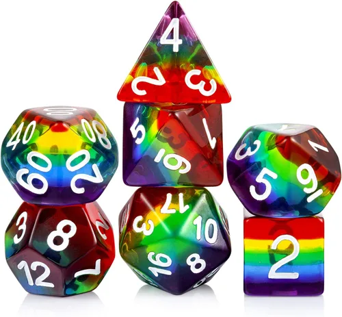 Miniatura 20 de Juego de dados de conejo DND, DNDND 7 dados poliédricos de resina con bolsa de terciopelo para juegos de rol D&D Dungeons and Dragons