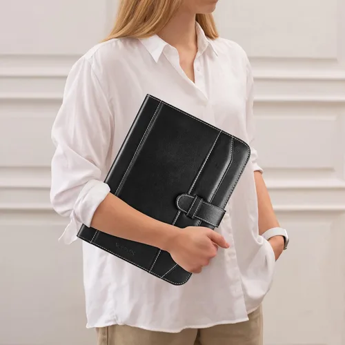 Miniatura 7 de Cuaderno Portafolio de Cuero con Carpeta, Portapapeles de Almacenamiento con Cubierta para Soporte de Bloc Legal Tamaño Carta A4, Bloc de Escritura
