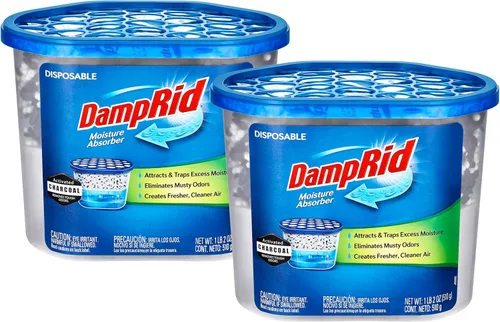 Absorbedor de humedad y removedor de olores Damp Rid con carbón activado, sin fragancia, 18 onzas (paquete de 2) Desechable, dura hasta 60 días, no