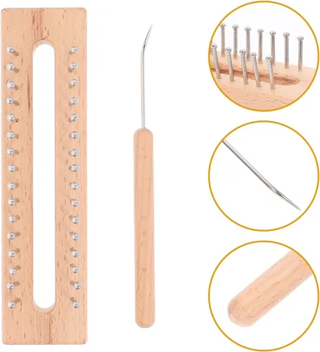 Miniatura 5 de ARTIBETTER Juego de telar de madera hecho a mano con gancho para sombrero, bufanda, calcetines, suéter, tejer, accesorios de telar