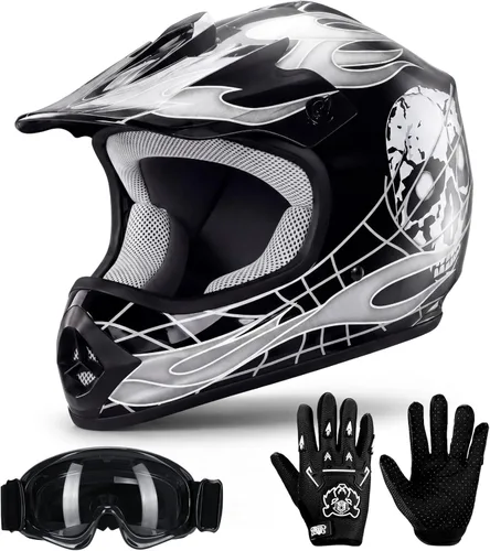 Miniatura 15 de TCT-MOTORPARTS - Casco para niñas con mariposa rosa, aprobado por el DOT, para motocross, ATV, fuera de pista o moto, de cara completa, incluye