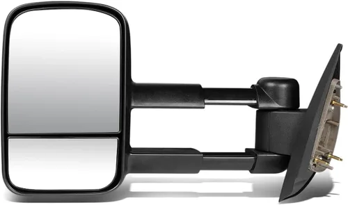 DNA Motoring TWM-003-T222-BK-L Espejo de remolque telescópico manual izquierdo y conductor compatible con Silverado 1500 1500HD 2500HD, Suburban