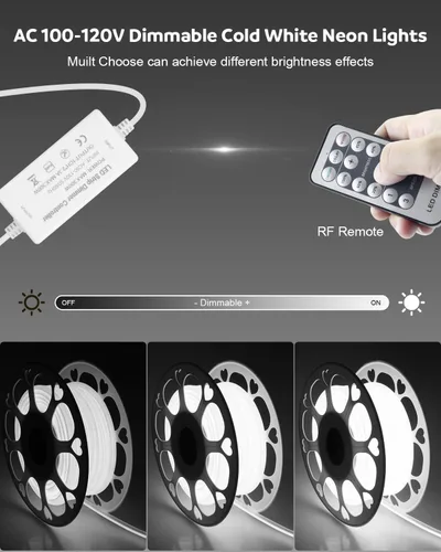 Miniatura 4 de Aclorol Tiras de Luces LED COB de 16.4 Pies para Exteriores, Luz Flexible LED Impermeable AC 110V-120V, Cuerda de Luz LED con Enchufe