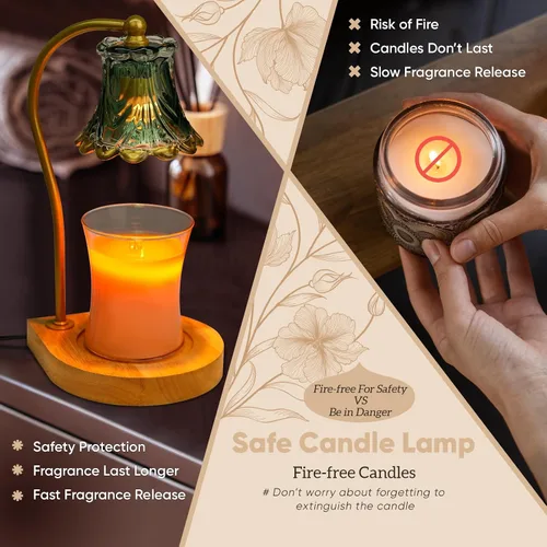 Miniatura 5 de Lámpara calentadora de velas con temporizador, calentador eléctrico de cera de fragancia regulable, elegante decoración del hogar, calentador