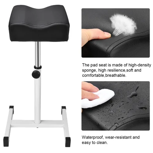Miniatura 4 de FLOLXNB Reposapiés de manicura de pedicura, masaje de pies, manicura de uñas, taburete de belleza de altura ajustable para el hogar, salón de Negro