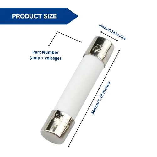 Miniatura 3 de Paquete de 5 fusibles de microondas – 20 amperios 250 V de cerámica, soplado lento, 0.236 x 1.181 in, reemplazo universal para GE WB27X10388