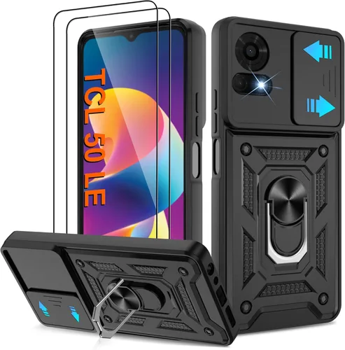 Miniatura 79 de ATUMP Funda para T-Mobile Revvl V Plus 5G con protector de pantalla HD con cubierta de cámara deslizante, soporte de anillo de rotación de 360° Negro