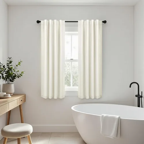 Miniatura 7 de Pitalk Cortinas cortas 100% opacas de lino para cafetería, 40 pulgadas de largo, 2 paneles, cortinas de puerta francesa para ventana, cortina