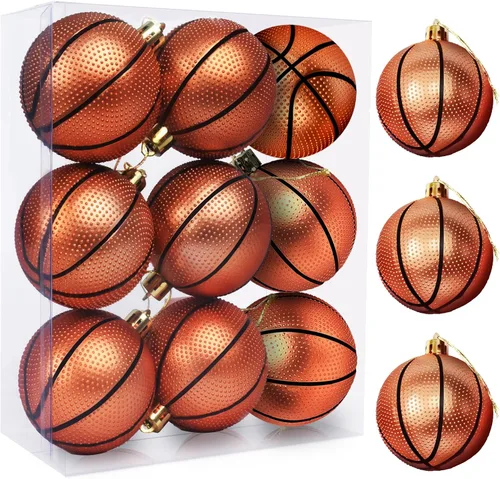 Miniatura 10 de Adornos de Navidad inastillables de fútbol - Decoración colgante mejorada de 9 piezas para árbol, decoraciones para exteriores seguras para niños