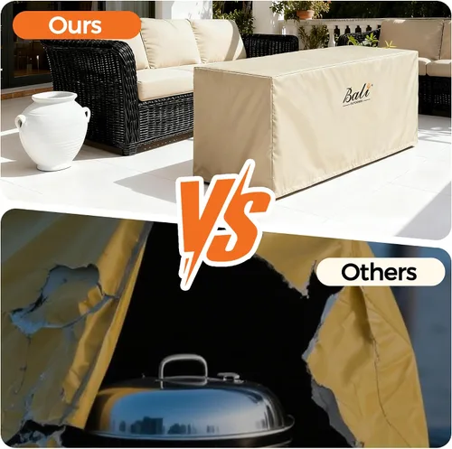 Miniatura 4 de BALI OUTDOORS Cubiertas rectangulares para hogueras, material de PVC impermeable y resistente a la intemperie, caqui, 42.2 pulgadas de largo x 24.2
