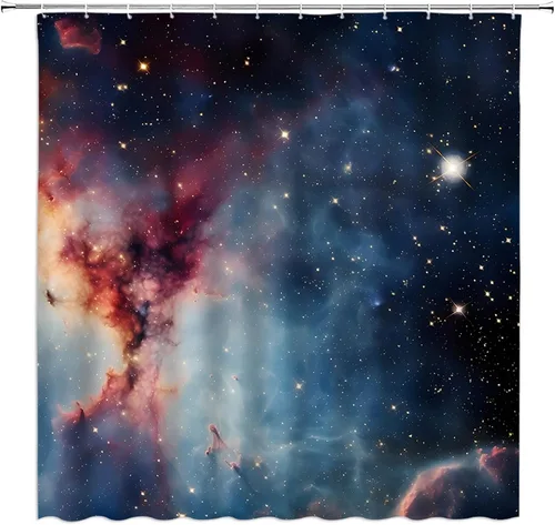 Miniatura 10 de Cortina de ducha con diseño de galaxia, espacio exterior, estrellado, para hombres, niños, universo nebulosa, planeta, juego de decoración de baño