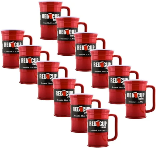 Miniatura 8 de Red Cup Living Vaso de vidrio de fiesta de 24 onzas – Taza de fiesta irrompible reutilizable para bebidas frías y calientes, vasos de verano