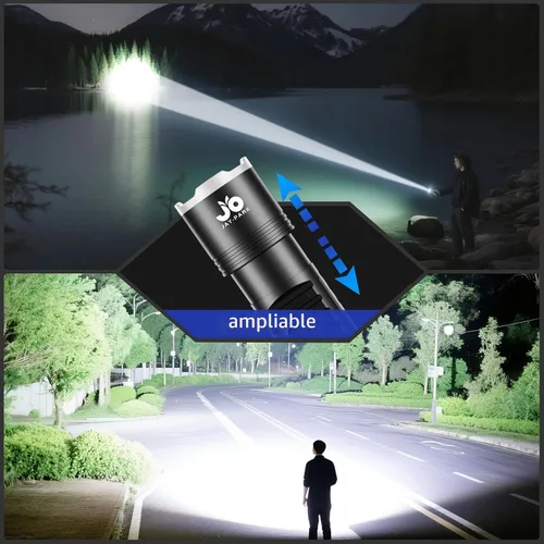 Miniatura 4 de JAY-PARK Linternas LED de alto lúmenes 100000, batería recargable integrada de 10800 mAh y pantalla de alimentación LCD, 5 modos de iluminación