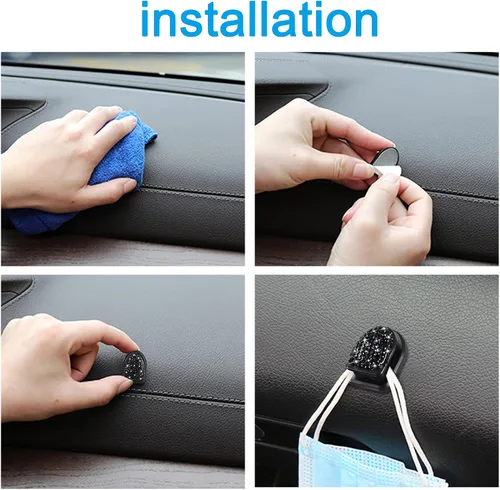 Miniatura 4 de WINKA Ganchos brillantes para automóvil, 4 piezas, accesorios de cristal, lindo gancho para salpicadero, llaves, lentes de sol, gancho
