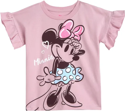 Miniatura 39 de Disney Minnie Mouse - Conjunto de camiseta floral arcoíris y pantalones cortos de cambray, tallas de bebé a niño grande (12 meses - 14-16)