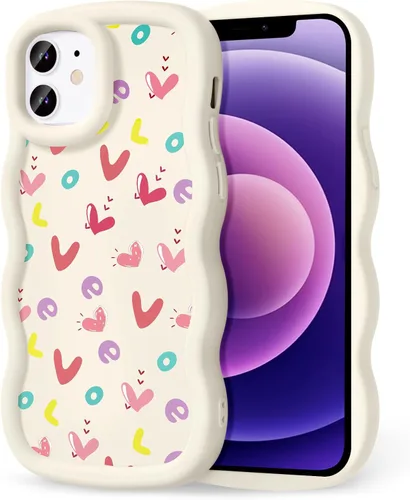 Miniatura 258 de Compatible con iPhone SE/8/7 Funda para Mujeres y Niñas, Marco Ondulado Rizado con Patrón Lindo, Estética Delgada Suave Silicona TPU Parachoques
