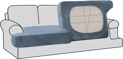 Miniatura 44 de H.VERSAILTEX Fundas de terciopelo elástico para silla con cojín en forma de T para sala de estar, funda de sofá, funda de asiento con cojín