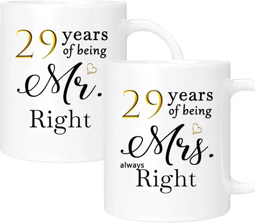 Miniatura 7 de Juego de 2 Tazas de Café del 11º Aniversario, Regalos de Boda del 11º Año Decoraciones de Aniversario para Parejas Padres Hombres Mujeres Marido