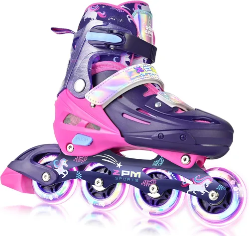 Miniatura 15 de 2PM SPORTS Patines en línea para niños y niñas de edades 5-8, 8-12, 3-5, 4-8, 6-12 con ruedas que se iluminan, patines de ruedas ajustables