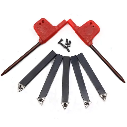 Miniatura 6 de OSCARBIDE 1/4 "Mini torno de carburo indexable portaherramientas de torneado, herramientas de torno de metal con insertos de carburo