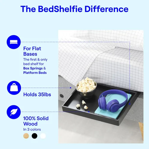Miniatura 4 de BedShelfie - Estante de cabecera para dormitorio con litera y litera superior, elementos esenciales para dormitorio universitario, cadí de cabecera