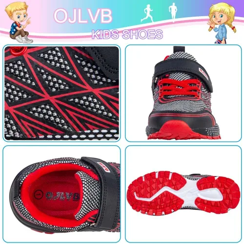 Miniatura 5 de OJLVB Boys Girls Sneakers, Kids Tennis Running Shoes, Athletic Walking Gym Trail Shoe Breathable Lightweight