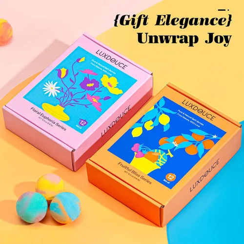 Miniatura 5 de Bombas de baño de regalo, paquete de 24 bombas de burbujas con 12 aromas únicos, colecciones florales y afrutadas, calmante para la piel y mejora