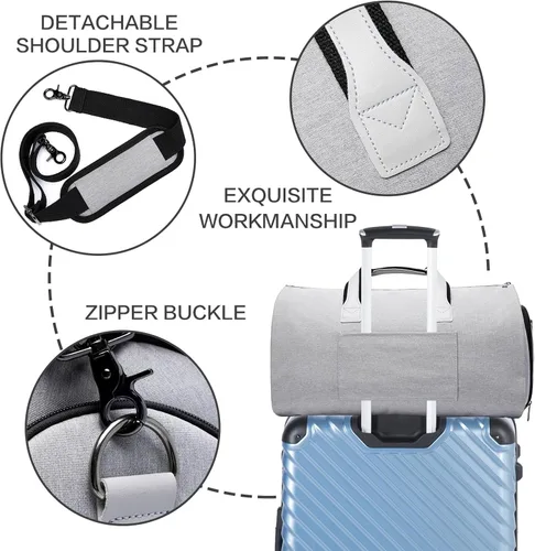Miniatura 5 de BEYOING - Bolsa de viaje convertible, bolsa de lona de mano para hombres y mujeres, 2 en 1, para colgar, bolsa de viaje de negocios, Gris, Negocios