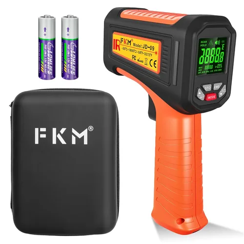 Pistola de Temperatura Infrarroja FKM Termómetro de Alta Temperatura 50:1 -58°F ~3272°F, Pistola de Temperatura Digital sin Contacto, Pistola de