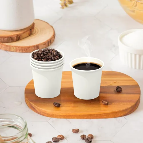 Miniatura 4 de Dealusy 100 unidades de tazas de café de 4 oz, tazas de papel seguras para alimentos sin fugas de 4 oz, tazas de papel desechables de 4 oz blancas