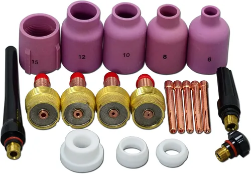 RIVERWELD TIG Gas Lens Collet Bodies 10N 45V Jumbo Boquilla de alúmina de gran diámetro Tazas de cerámica 57N75 6#, 57N74 8#, 53N88 10#, 53N87 12#,