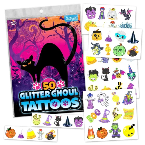 Miniatura 6 de Paquete variado de tatuajes temporales de Halloween espeluznantes, más de 100 diseños aterradores para niños y adultos, incluye fantasmas