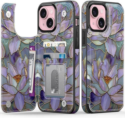 Miniatura 68 de FUNMIKO Funda tipo cartera para iPhone 13 con tarjetero, bloqueo RFID, protección de grado militar y obras de arte impresas con rayos UV, cierre