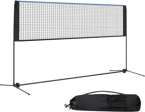 NEWBULIG Juego de red de bádminton portátil, 10FT/14FT/17FT de ancho, altura ajustable, red multideportiva para pickleball, tenis, voleibol, fútbol
