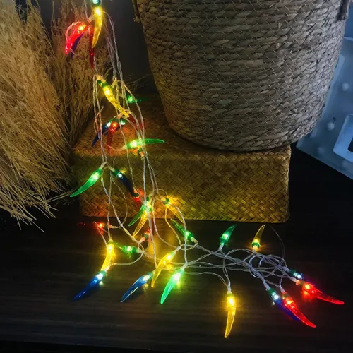 Miniatura 7 de Guirnalda de luces rojas de chile y pimienta, luces de noche de hadas, guirnalda de cobre, lámpara colgante con pilas para decoración del hogar