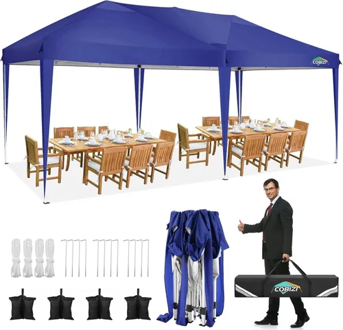 Miniatura 30 de COBIZI - Toldo desplegable de 10 x 20 pies con 6 paredes, impermeable y con protección UPF 50+, ideal para bodas, fiestas, eventos al aire libre
